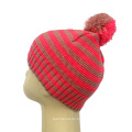 Kinder Baby Kinder Herbst Winter Warme Gestrickte Streifen Druck POM POM Caps Beanie Hut (HW625)